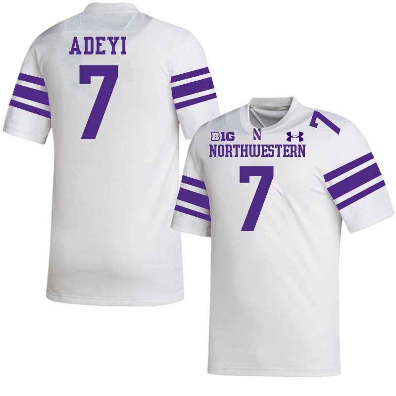 Northwestern Wildcats #7 Ore Adeyi College Football Jerseys Stitched-White